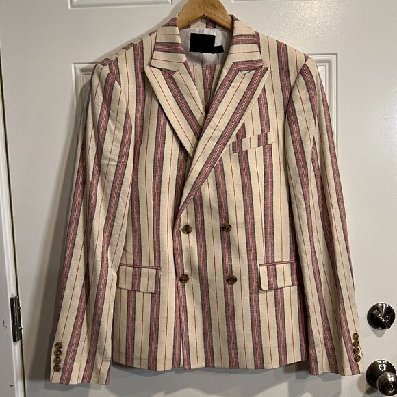ASOS Red/White/Blue Striped Double Breasted Suit Size 40R - Picture 1 of 8